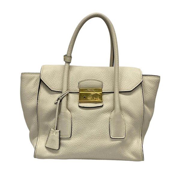 Auth PRADA - BN2673 Off White Leather Handbag - Picture 1 of 12